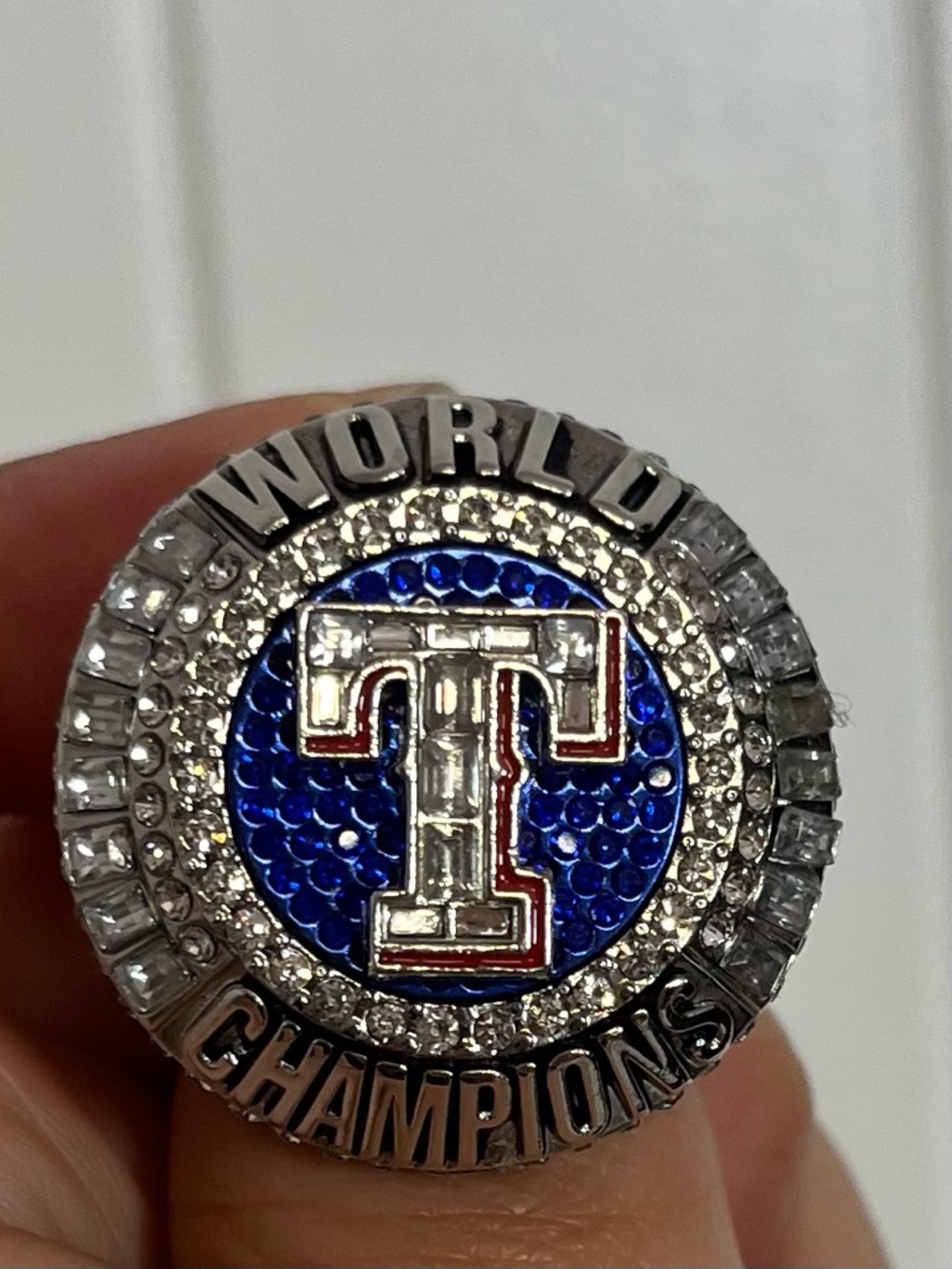 Texas Rangers World Champions Ring size 8.5 - Blue & Silver 2022